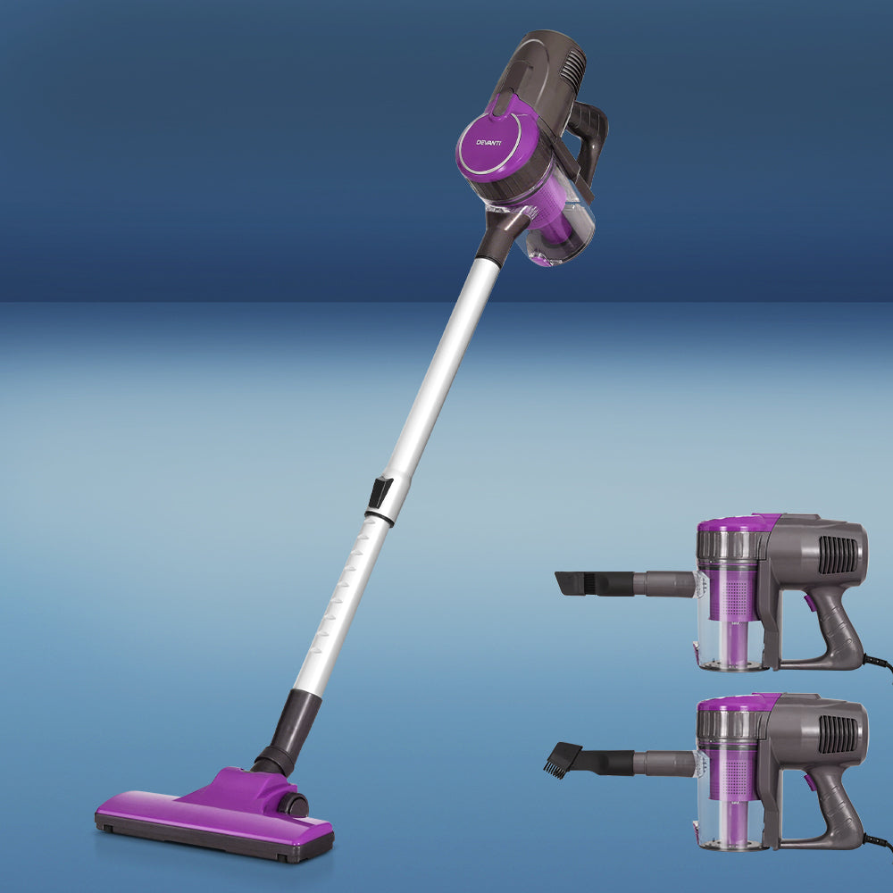 Devanti Stick Vacuum Cleaner Bagless Corded 500W Purple VAC-CL-CORD-PP