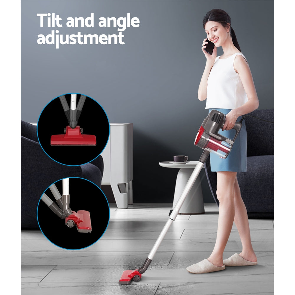 Devanti Stick Vacuum Cleaner Bagless Corded 500W Red VAC-CL-CORD-RD