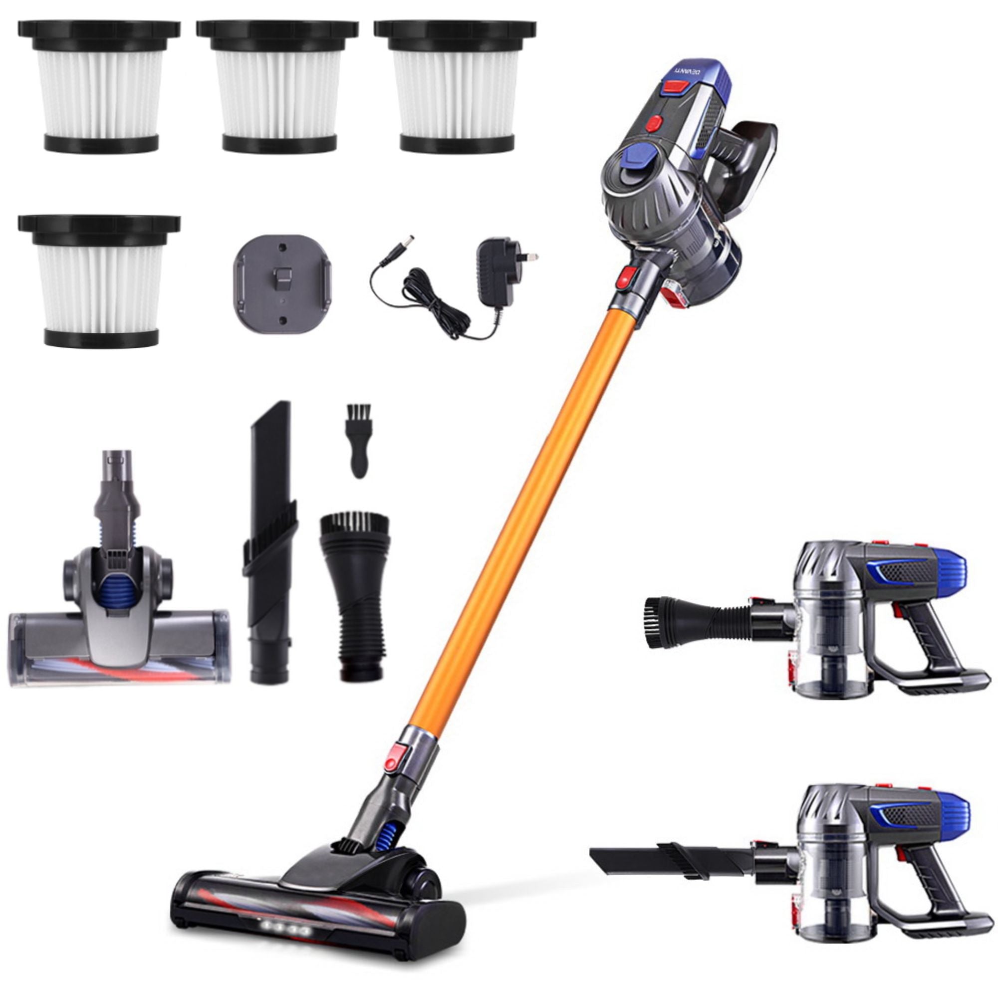 Devanti Stick Vacuum Cleaner Cordless HEPA Filter Gold 150W VAC-CL-FT-K7-GD