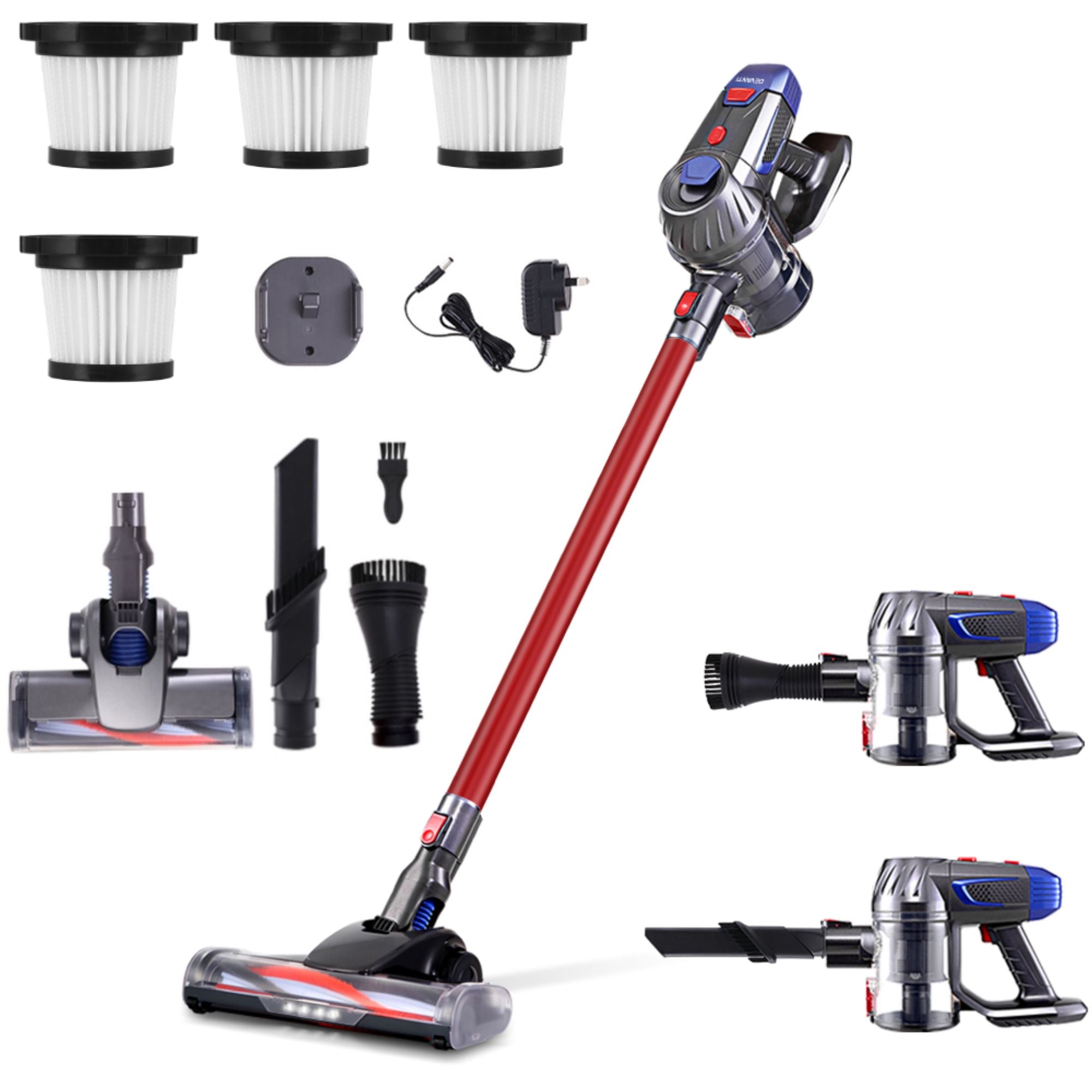 Devanti Stick Vacuum Cleaner HEPA Filter Red 150W VAC-CL-FT-K7-RD