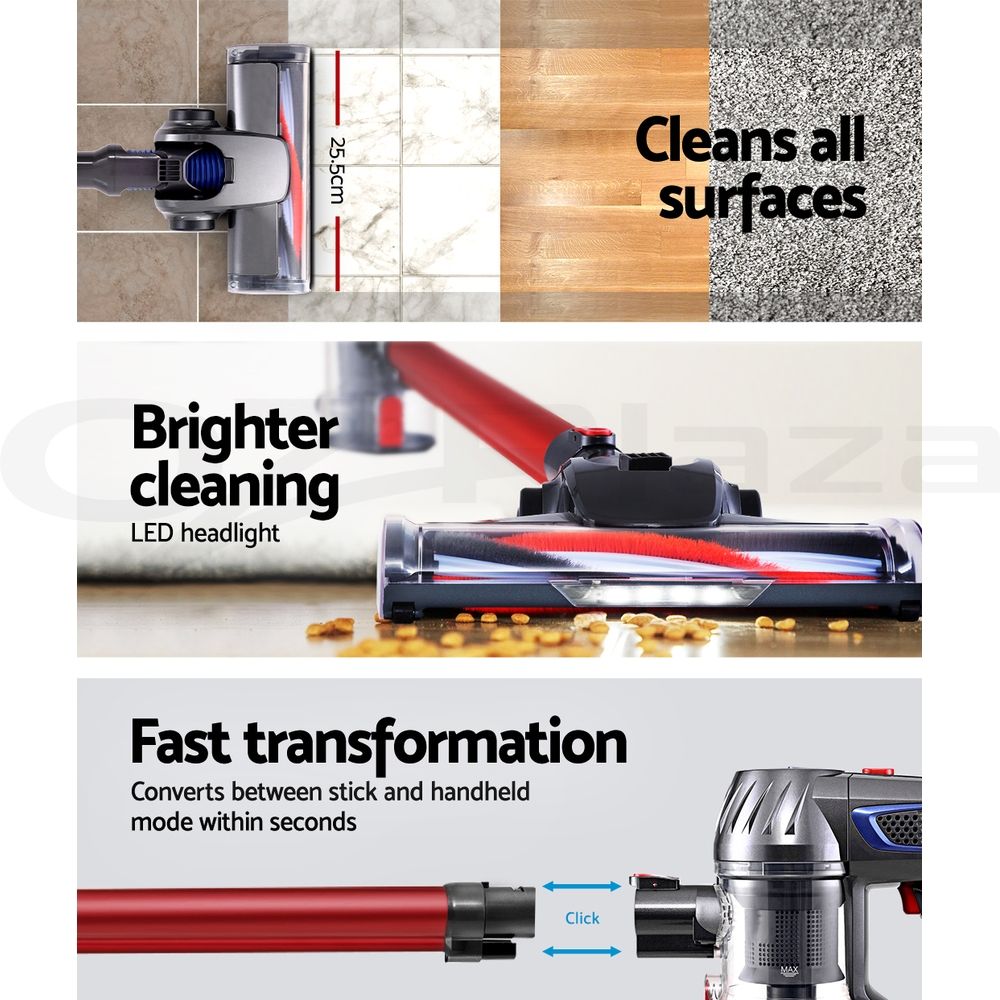 Devanti Stick Vacuum Cleaner HEPA Filter Red 150W VAC-CL-FT-K7-RD