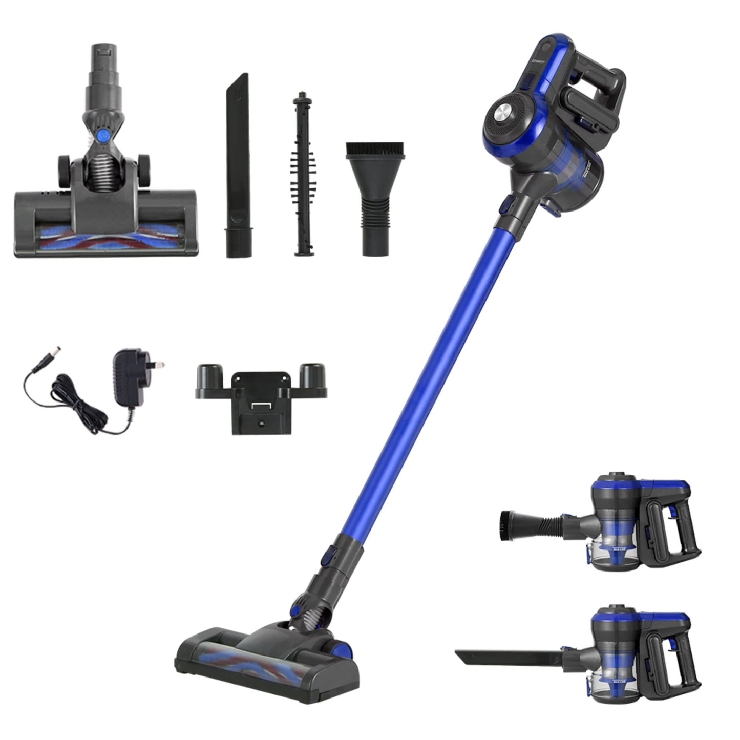 Devanti Stick Vacuum Cleaner Brushless Cordless 250W Blue VAC-CL-H-B8-BL