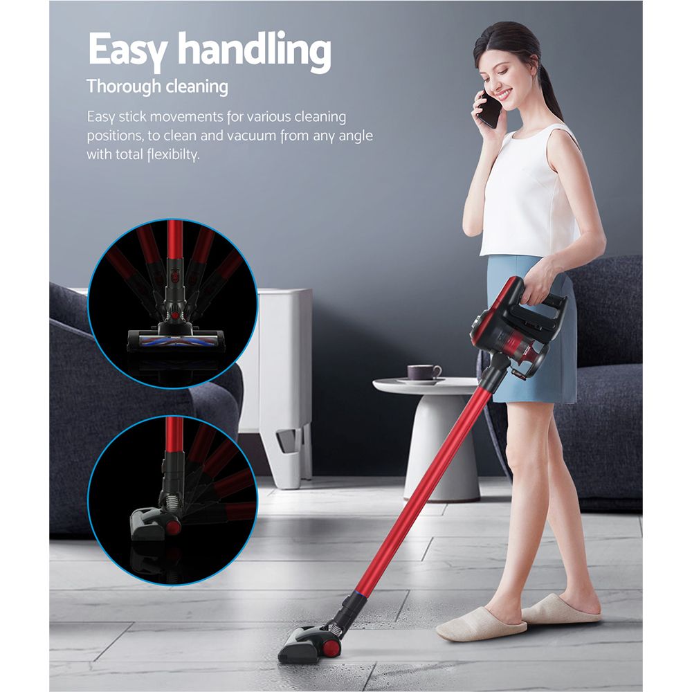 Devanti Stick Vacuum Cleaner Brushless Cordless 250W Red VAC-CL-H-B8-RD