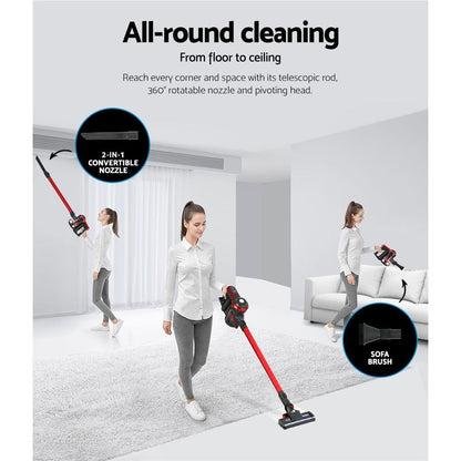 Devanti Stick Vacuum Cleaner Brushless Cordless 250W Red VAC-CL-H-B8-RD