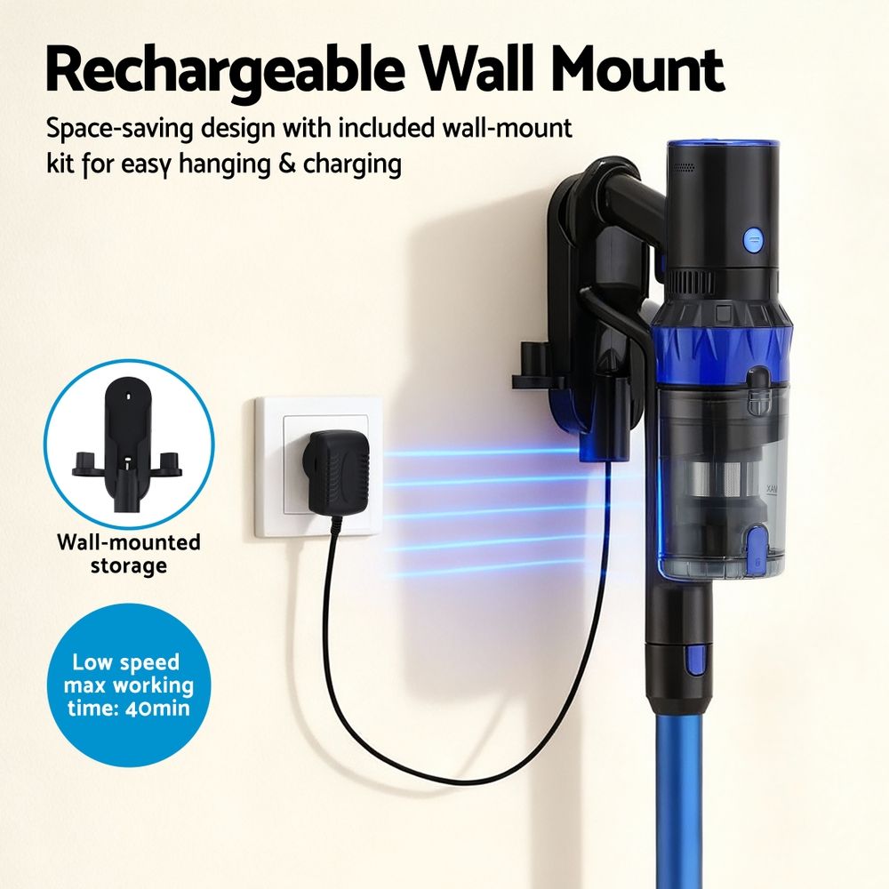 Devanti Stick Vacuum Cleaner Brushless Cordless 350W Blue VAC-CL-H-C9-BL