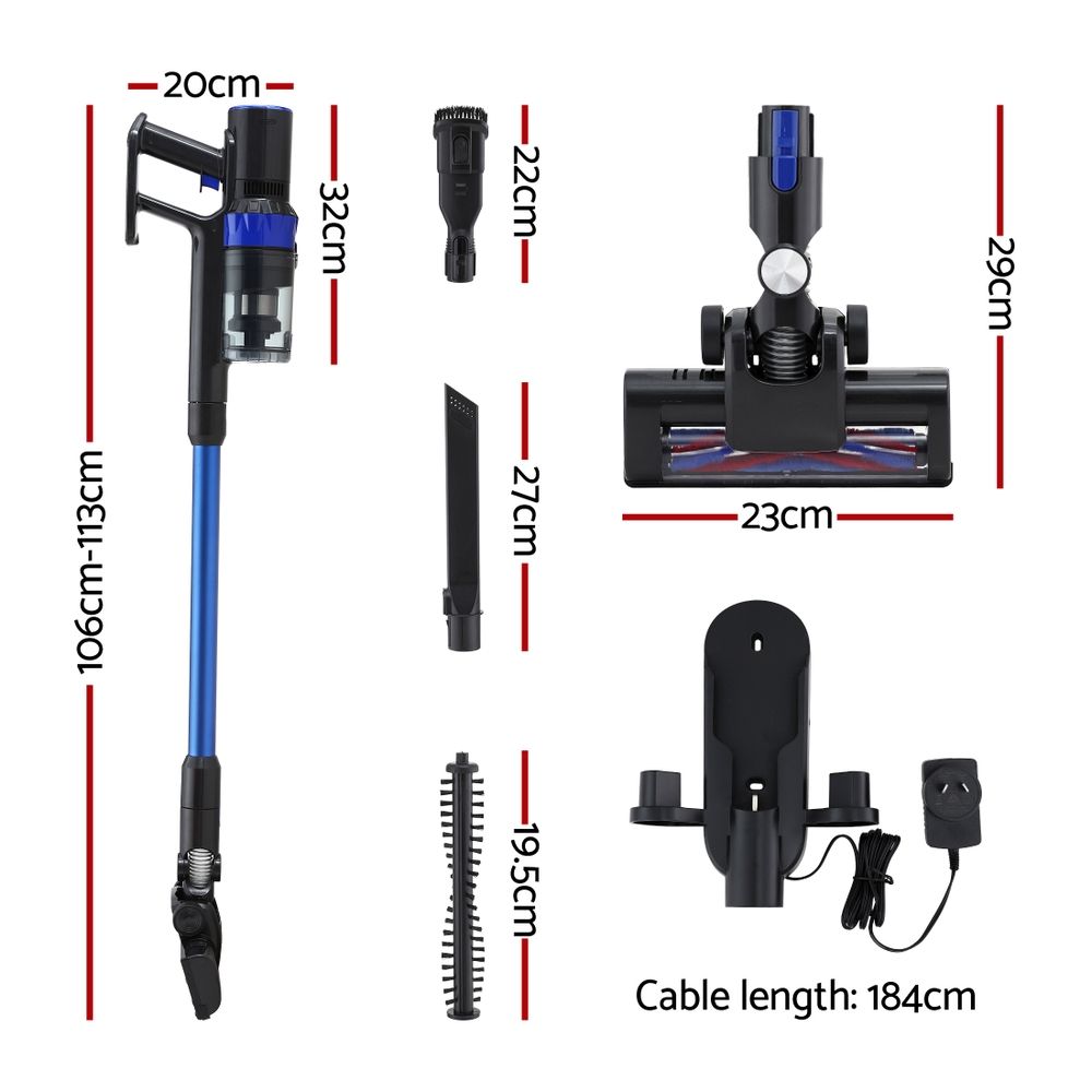 Devanti Stick Vacuum Cleaner Brushless Cordless 350W Blue VAC-CL-H-C9-BL