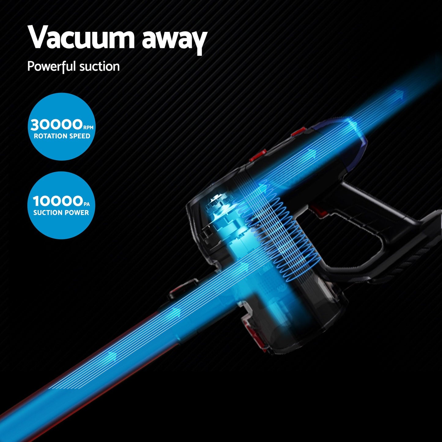 Devanti Stick Vacuum Cleaner Bagless Cordless Red 150W VAC-CL-K7-RD