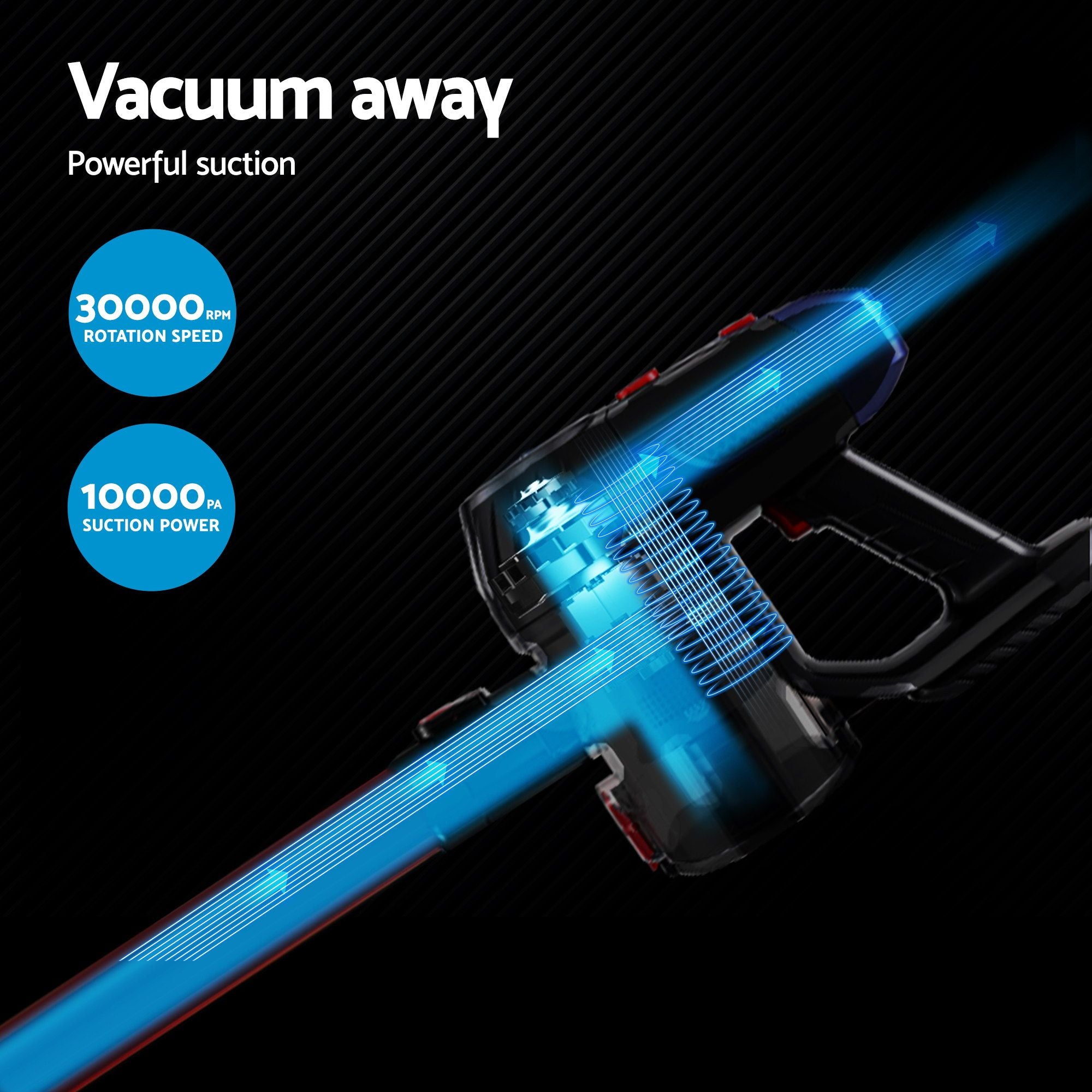 Devanti Stick Vacuum Cleaner Bagless Cordless Red 150W VAC-CL-K7-RD