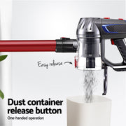 Devanti Stick Vacuum Cleaner Bagless Cordless Red 150W VAC-CL-K7-RD