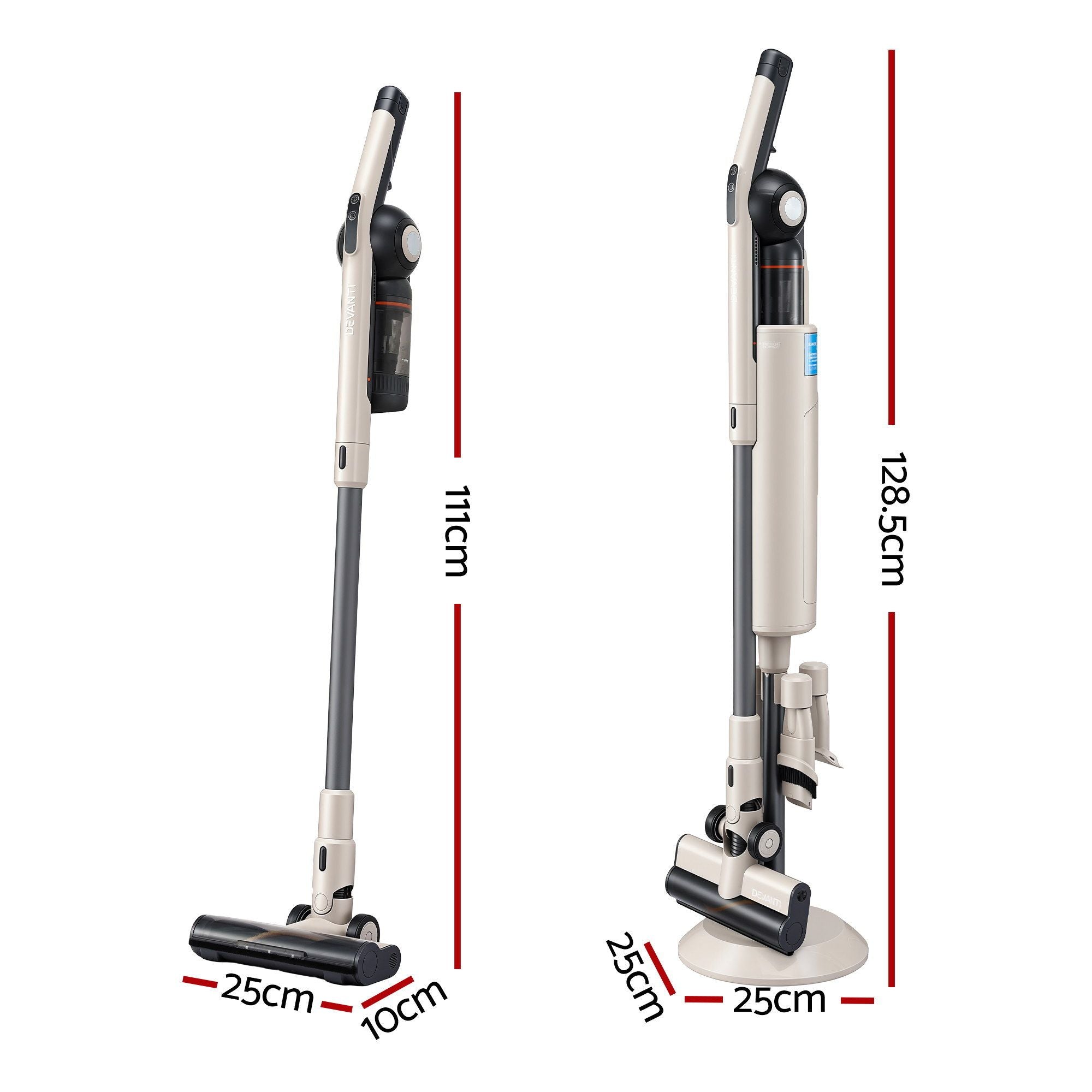 Devanti Cordless Vacuum Cleaner with Auto-Empty Dust Station, 18kPa Powerful Suction 1.05kg Lightweight VAC-CL-V1P-CE