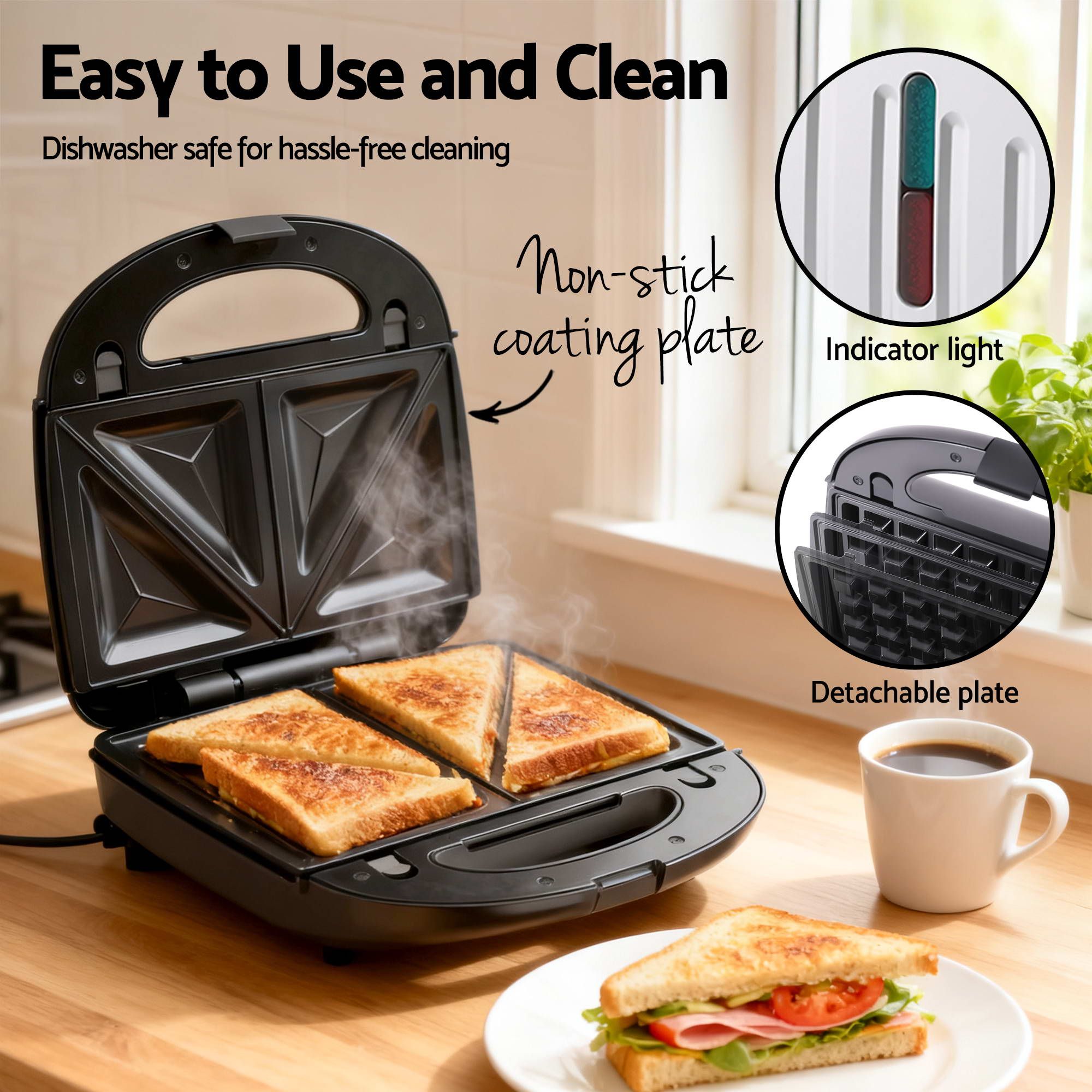 Devanti K7 Cordless Stick Vacuum Cleaner plus 3-in-1 Sandwich Maker