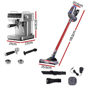 Devanti K7 Cordless Stick Vacuum Cleaner plus Coffee Maker Machine Espresso