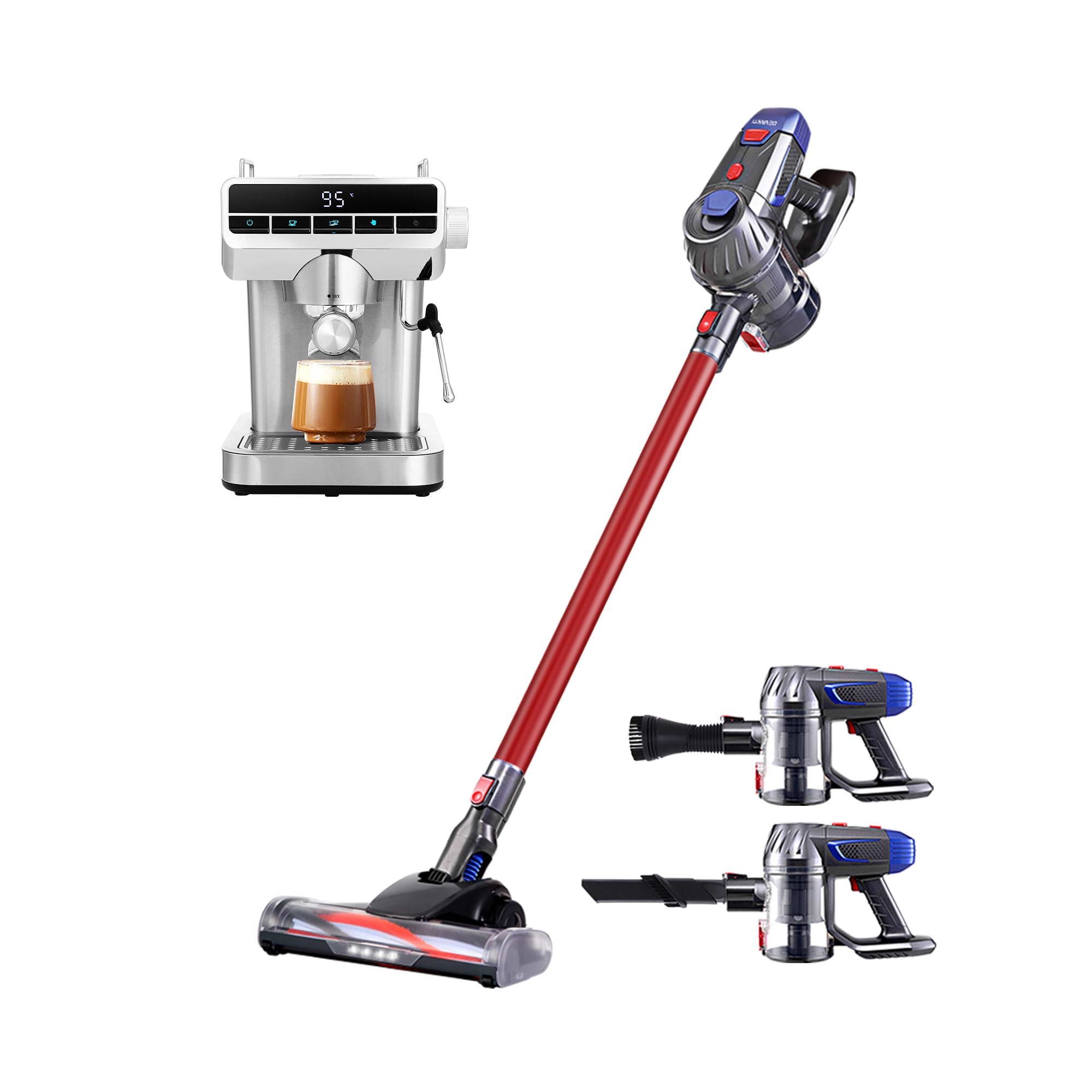 Devanti K7 Cordless Stick Vacuum Cleaner plus Coffee Maker Machine Espresso