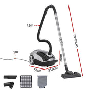 DEVANTI Bagged Vacuum Cleaner Powerful Suction for Carpet Wood Tile Floor