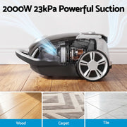 DEVANTI Bagged Vacuum Cleaner Powerful Suction for Carpet Wood Tile Floor