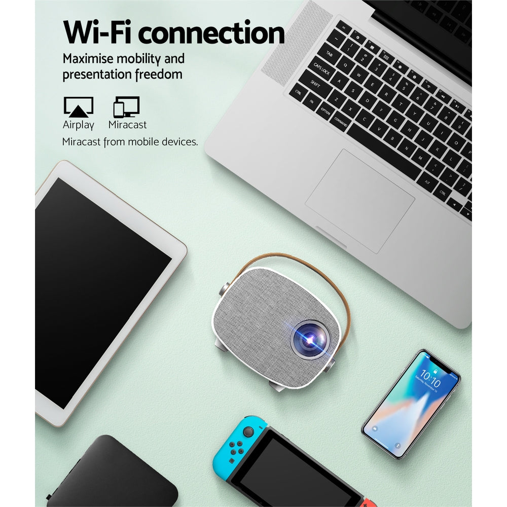 Devanti Mini Video Projector Wifi USB HDMI Portable HD 1080P Home Projector VP-230-WIFI-WH