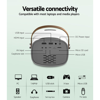 Devanti Mini Video Projector Wifi USB HDMI Portable HD 1080P Home Projector VP-230-WIFI-WH