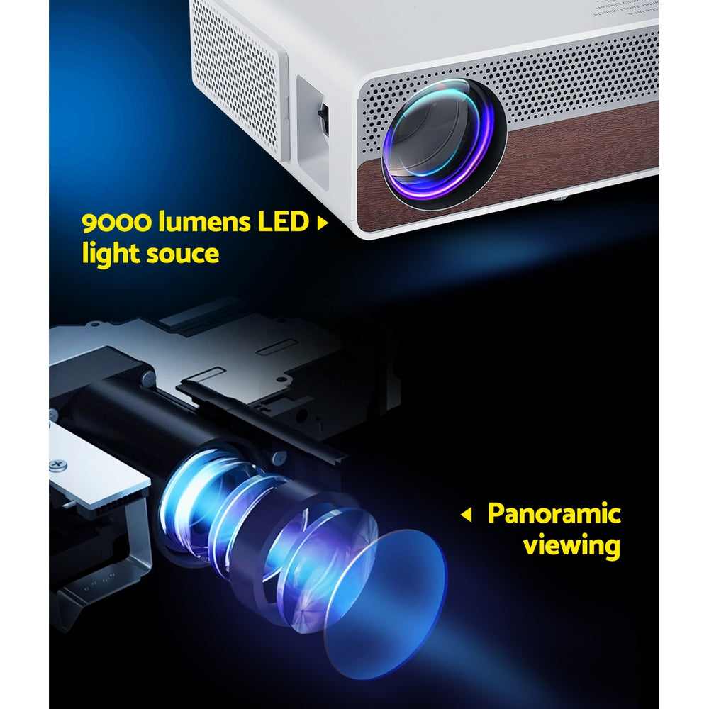 Devanti Portable Wifi Video Projector 4K Home Theater HDMI 1080P Native VP-600-WIFI-4K-WH