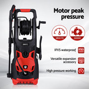 Giantz 2800PSI High Pressure Washer Electric Water Cleaner Pump 30M Jet Hose Gurney WASHER-2800-20M-RDBK