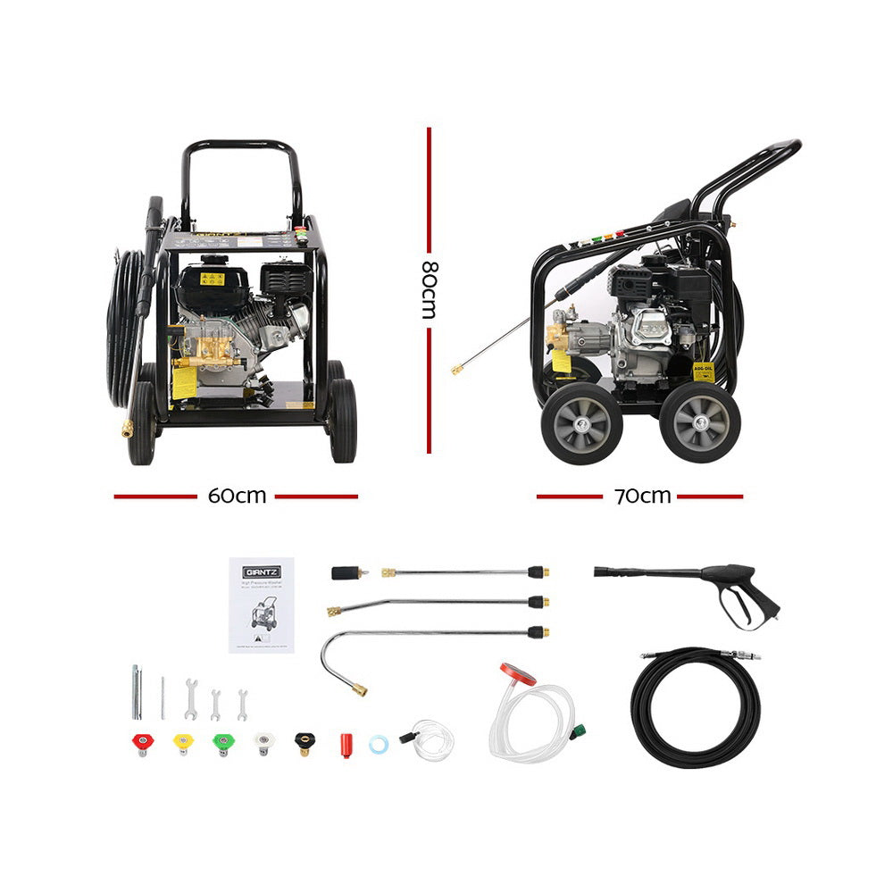 Giantz Petrol High Pressure Cleaner Washer 20M Hose Gurney WASHER-80C-20M-BK