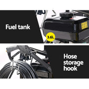 Giantz Petrol High Pressure Cleaner Washer 20M Hose Gurney WASHER-80C-20M-BK