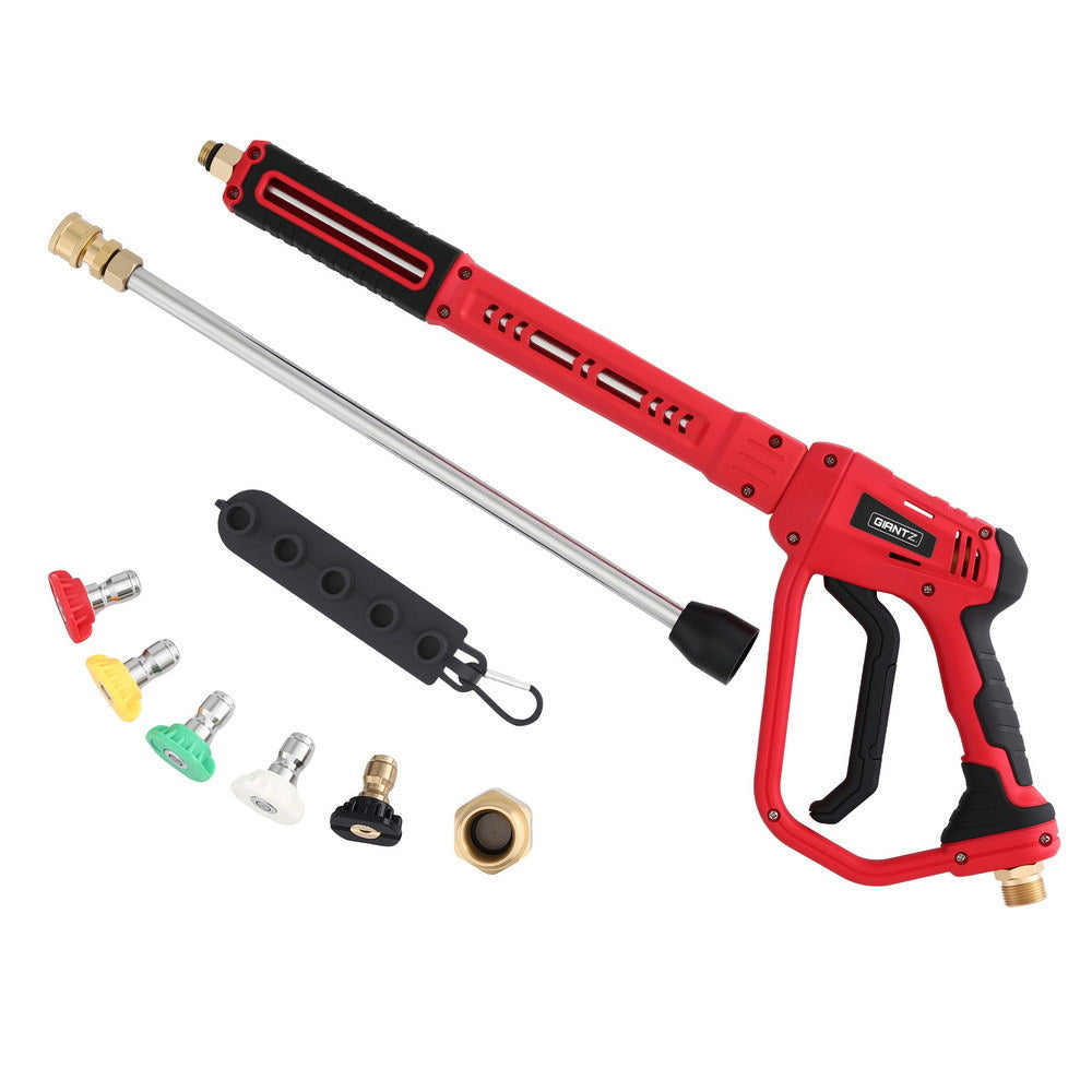 Giantz Pressure Washer Gun Short Trigger 4000PSI M22-14 1/4 Inch 5 Nozzles Red WASHER-GUN-RED