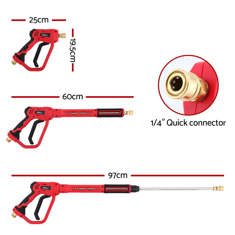 Giantz Pressure Washer Gun Short Trigger 4000PSI M22-14 1/4 Inch 5 Nozzles Red WASHER-GUN-RED