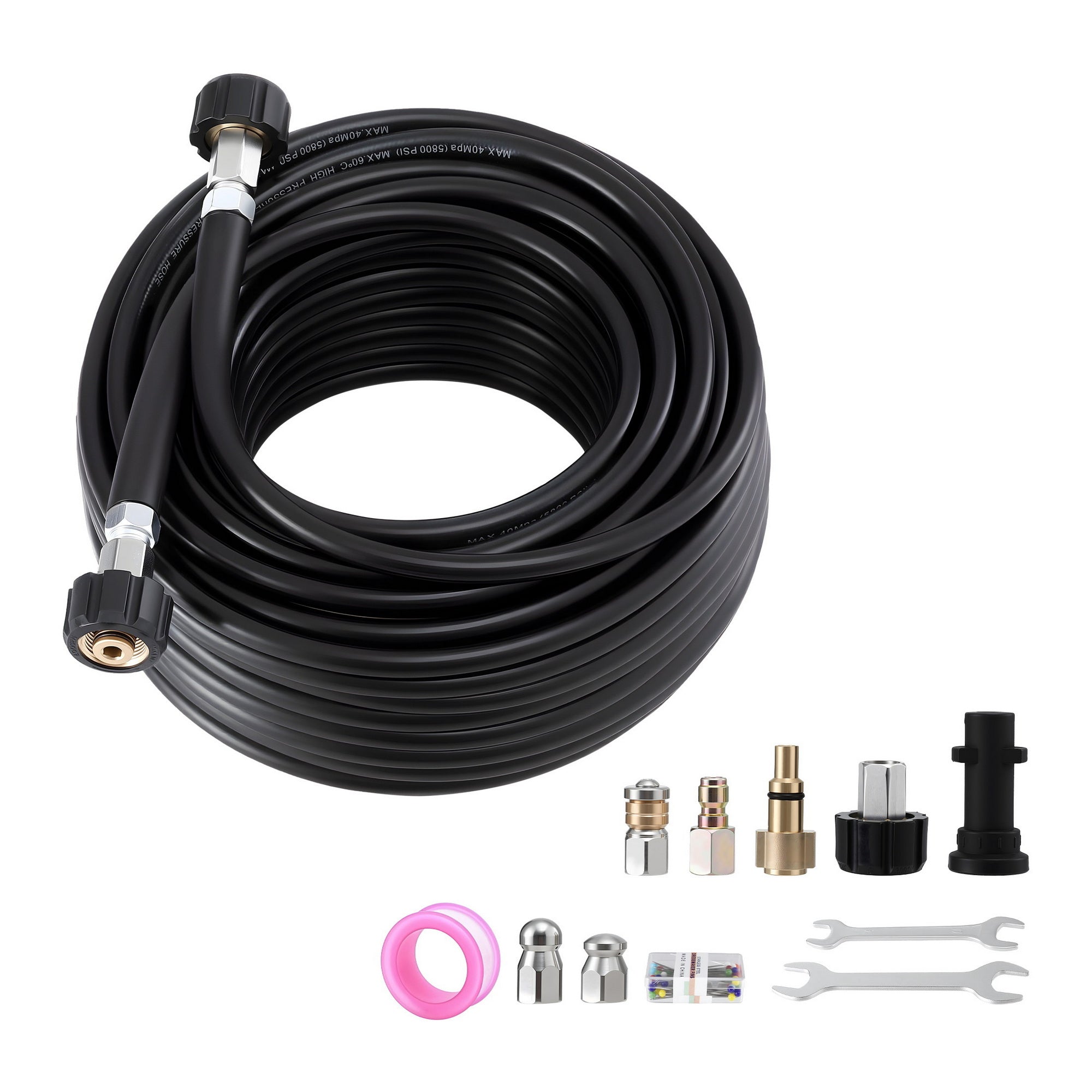Giantz Pressure Washer Hose 30M 5800PSI Power Replacement Extension 1/4'' Quick Connect WASHER-HOSE-30M-BLK