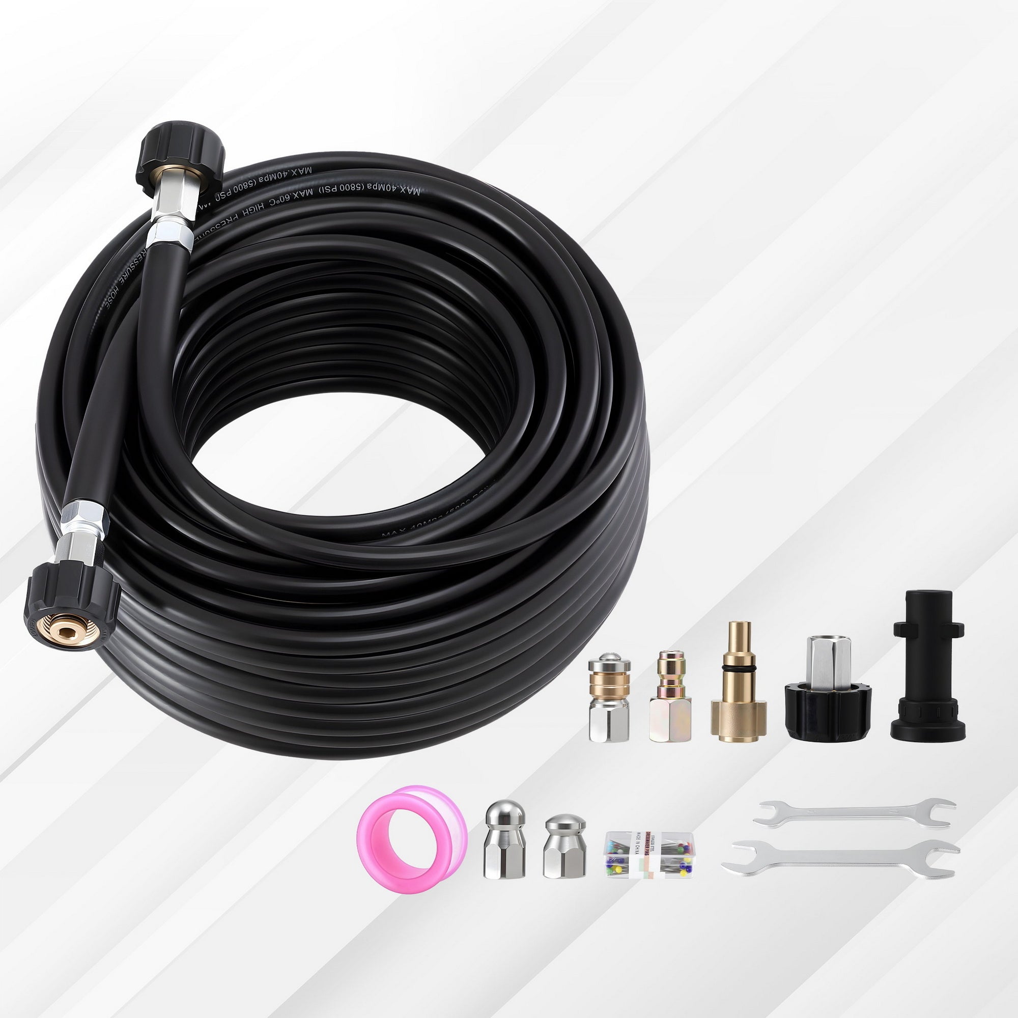 Giantz Pressure Washer Hose 30M 5800PSI Power Replacement Extension 1/4'' Quick Connect WASHER-HOSE-30M-BLK