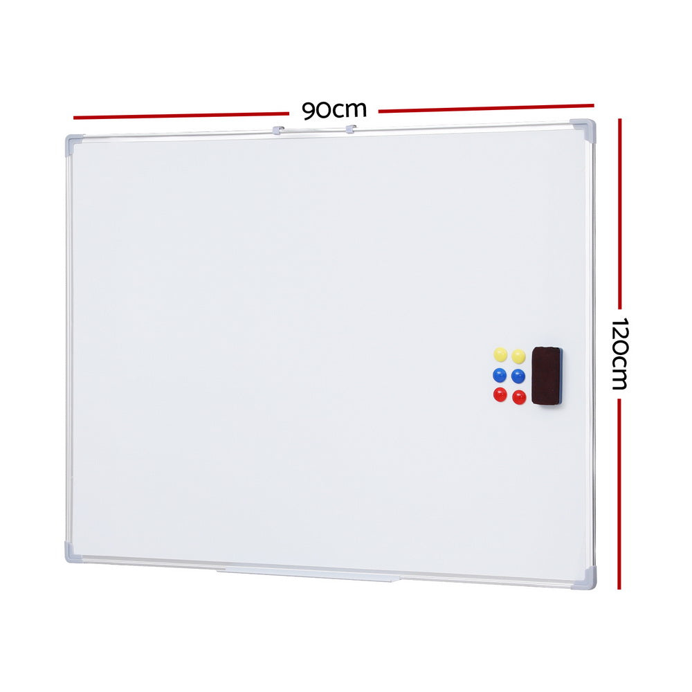 Magnetic Whiteboard 90x120cm Erase Board Marker Eraser Tray Home Office School WB-90X120-BOARD