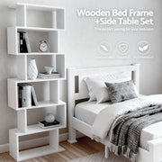 Artiss King Single Bed Frame and Bookshelf WBED-004KS-FURNI-DIS-AB