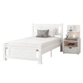 Artiss King Single Bed Frame and Bedside Table White WBED-004KS-FURNI-P16-AB