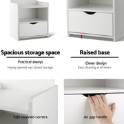 Artiss King Single Bed Frame and Bedside Table White WBED-004KS-FURNI-P16-AB