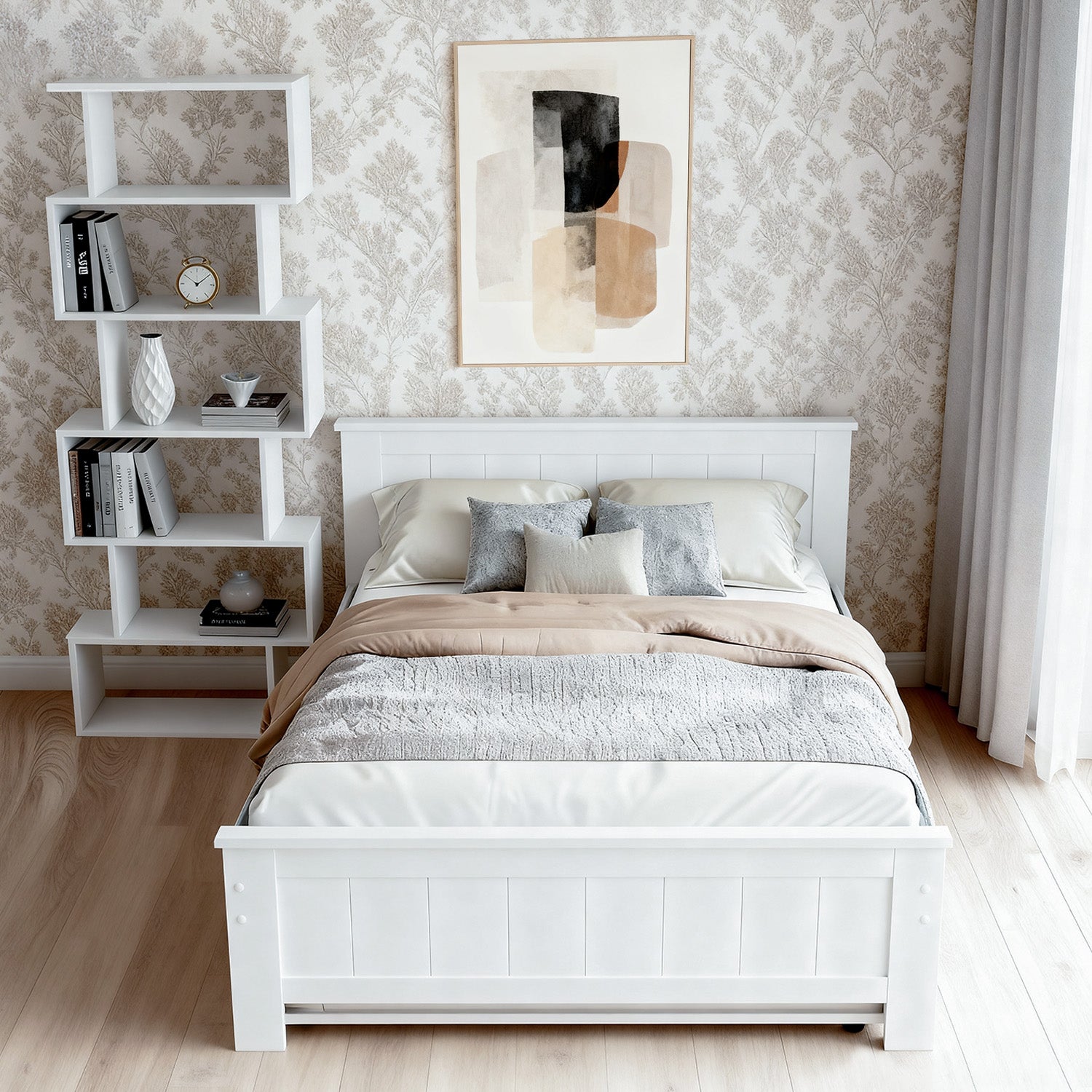 Artiss Bed Frame King Single and Bookshelf WBED-03KS-FURNI-DIS-AB