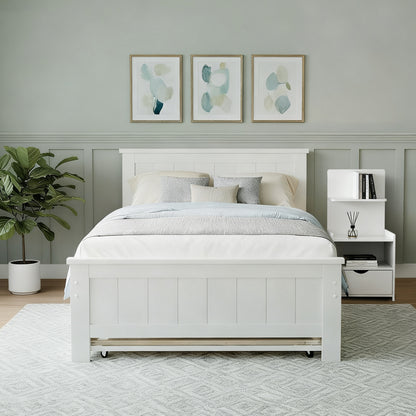Artiss King Single Bed Frame and Bedside Table White WBED-03KS-FURNI-P16-AB