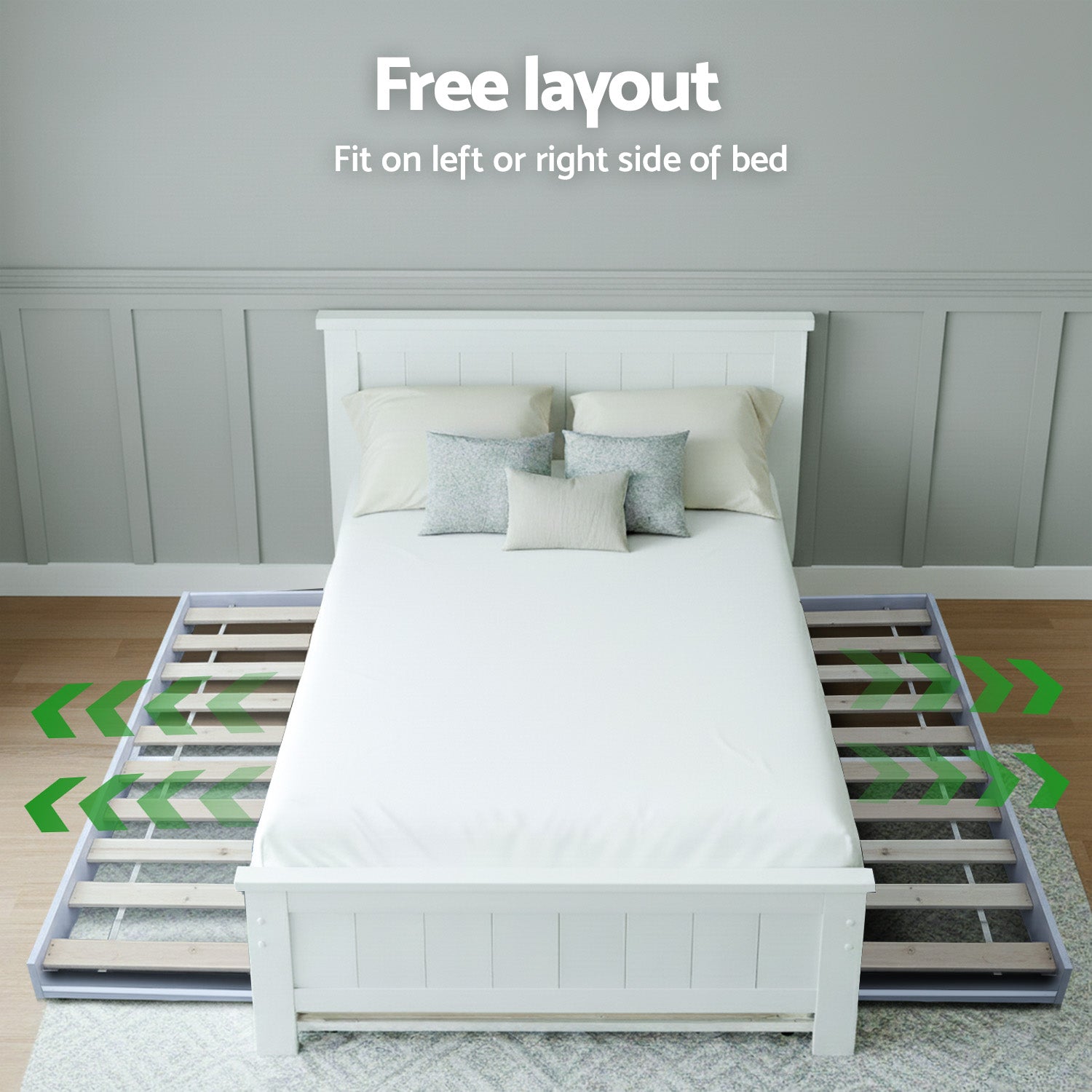 Artiss King Single Bed Frame and Bedside Table White WBED-03KS-FURNI-P16-AB