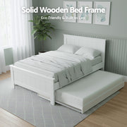 Artiss King Single Bed Frame and Bedside Table White WBED-03KS-FURNI-P16-AB