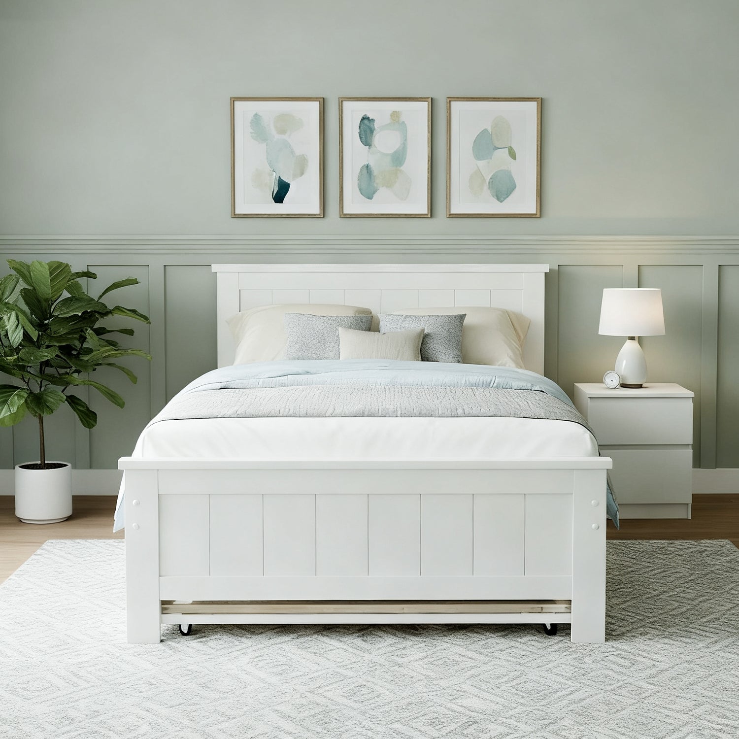 Artiss King Single Bed Frame and Bedside Table WBED-03KS-FURNI-PURE-AB
