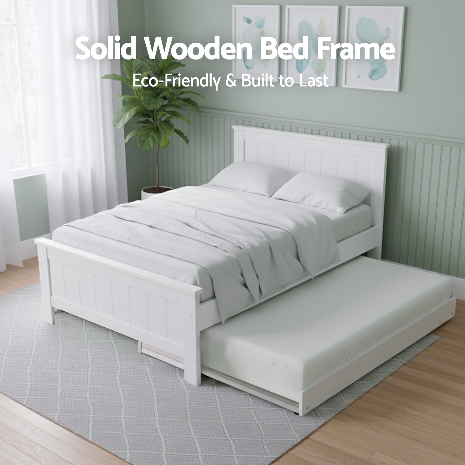Artiss King Single Bed Frame and Bedside Table WBED-03KS-FURNI-PURE-AB