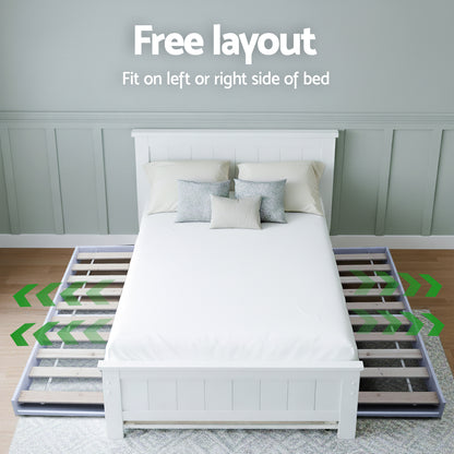 Artiss King Single Bed Frame and Bedside Table WBED-03KS-FURNI-PURE-AB
