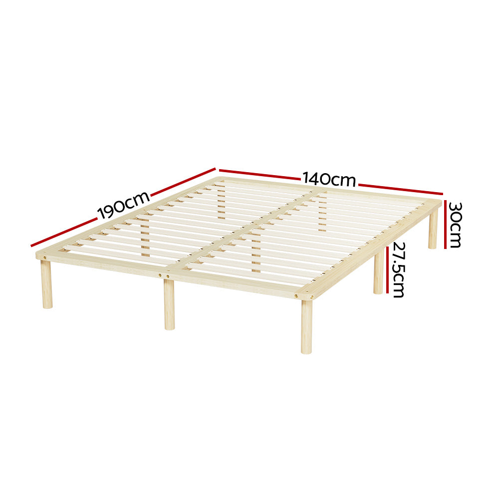 Artiss AMBA Double Pine Wooden Bed Frame WBED-AMBA-D-WD-AB