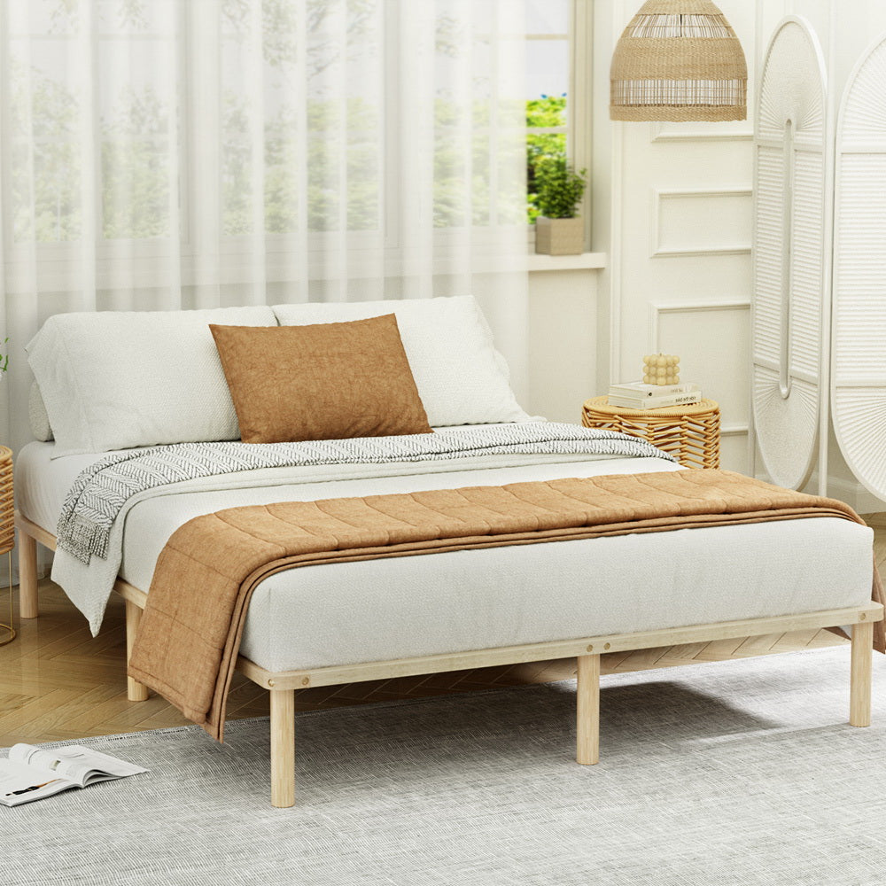 Artiss Bed Frame Double Size Wooden Base Mattress Platform Timber Pine AMBA WBED-AMBA-D-WD-AB