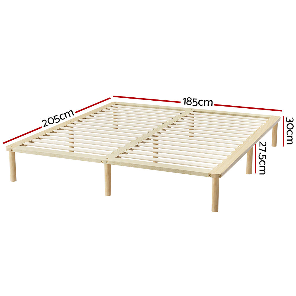 Artiss AMBA King Pine Wooden Bed Frame WBED-AMBA-K-WD-AB
