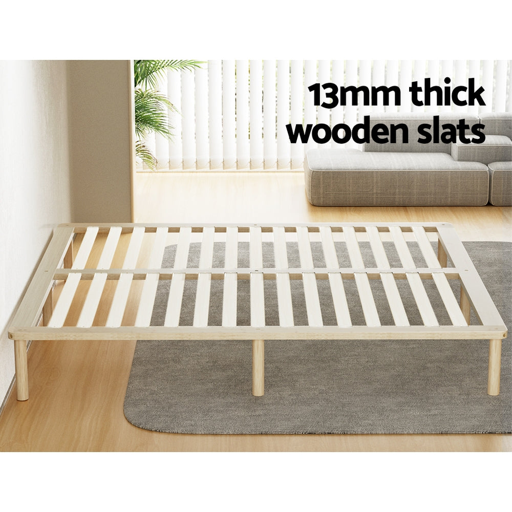 Artiss AMBA King Pine Wooden Bed Frame WBED-AMBA-K-WD-AB