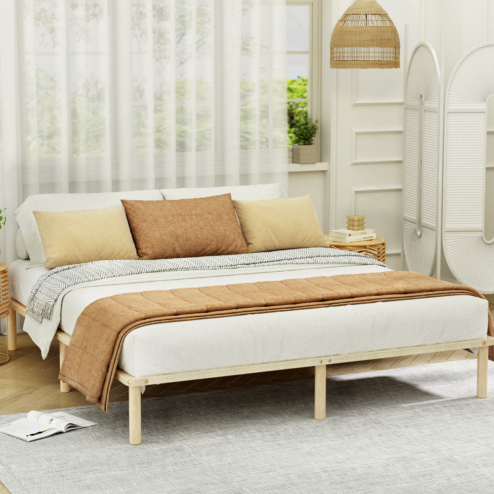 Artiss AMBA King Pine Wooden Bed Frame WBED-AMBA-K-WD-AB