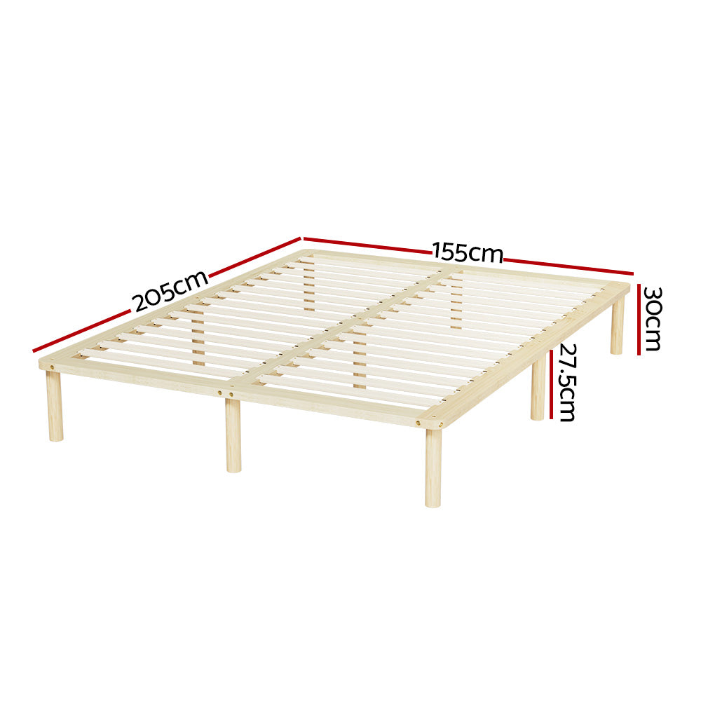 Artiss AMBA Queen Pine Wooden Bed Frame WBED-AMBA-Q-WD-AB