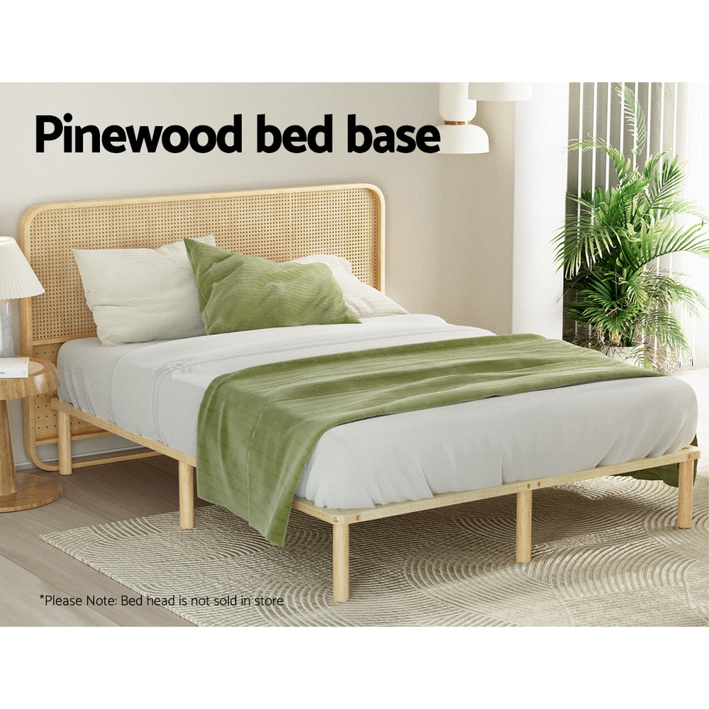 Artiss AMBA Queen Pine Wooden Bed Frame WBED-AMBA-Q-WD-AB
