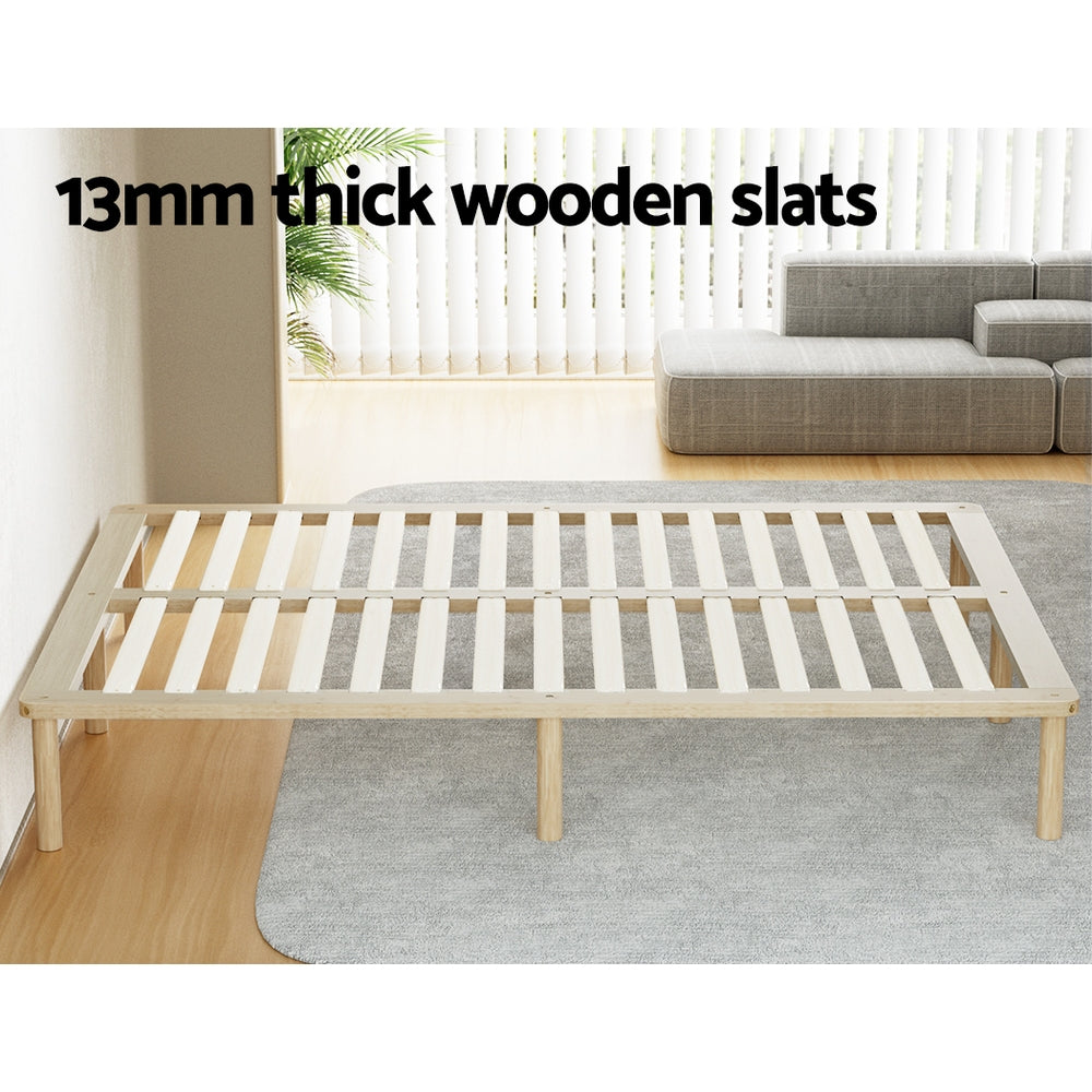 Artiss AMBA Queen Pine Wooden Bed Frame WBED-AMBA-Q-WD-AB