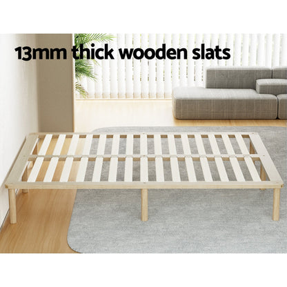 Artiss AMBA Queen Pine Wooden Bed Frame WBED-AMBA-Q-WD-AB