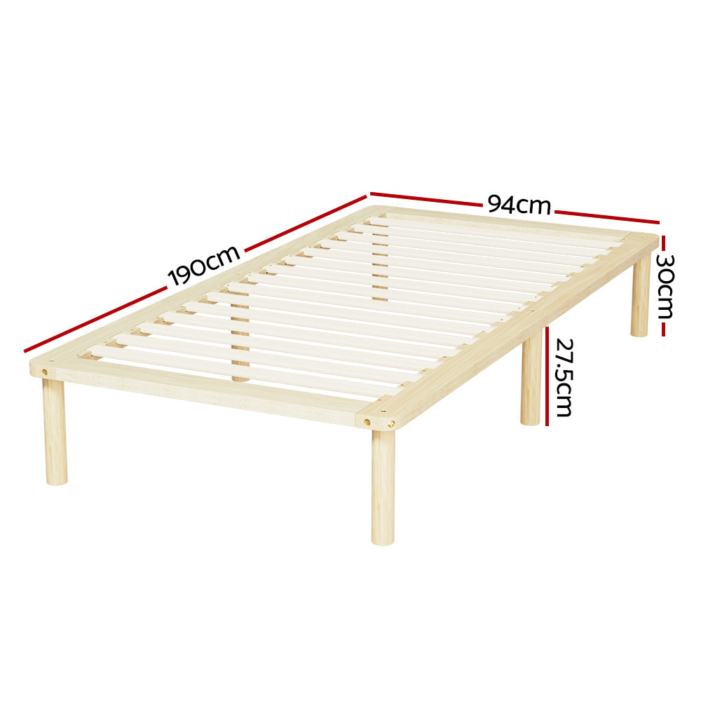 Artiss AMBA Single Pine Wooden Bed Frame WBED-AMBA-S-WD